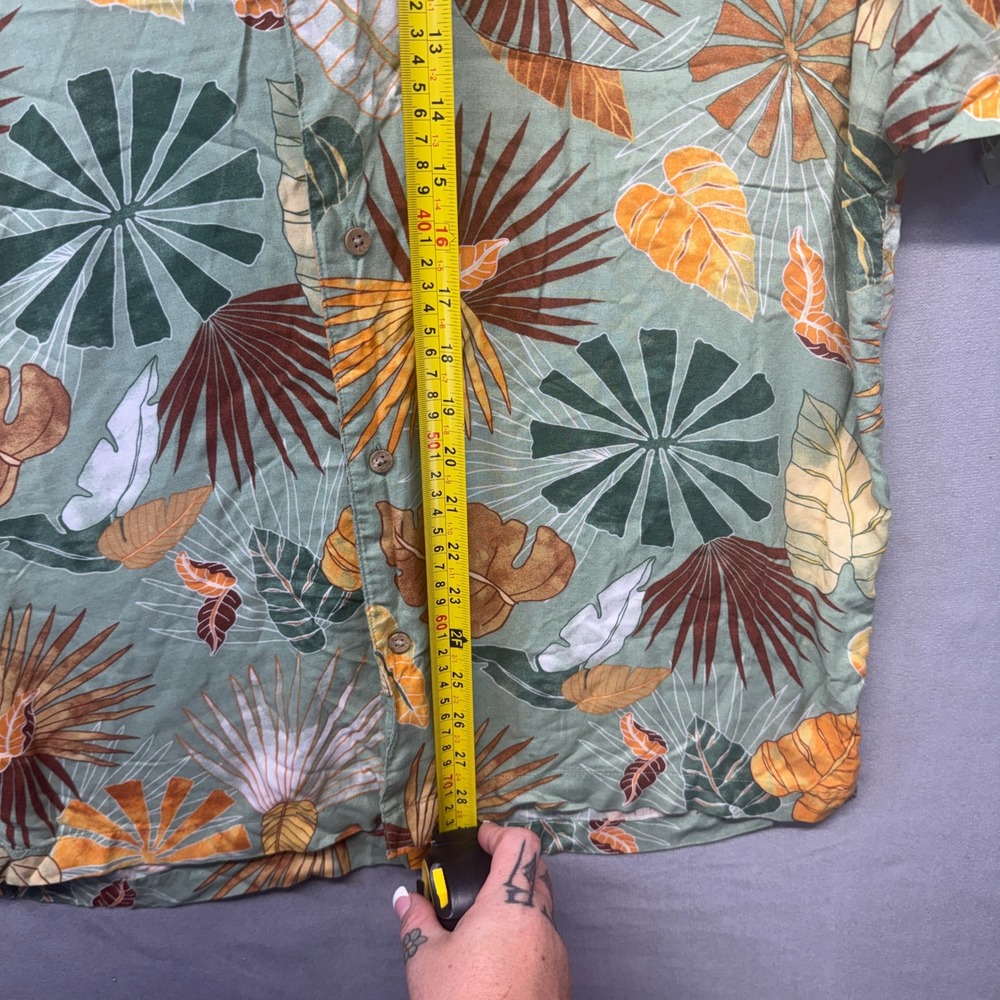 Puritan VTG Y2K Hawaiian Shirt Mens MD Green Tropical Coastal Boho Short Sleeve - Picture 8 of 10
